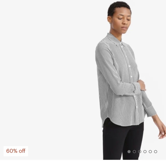 COPY - Everlane striped black and white silk shirt size 16 - Picture 2 of 10